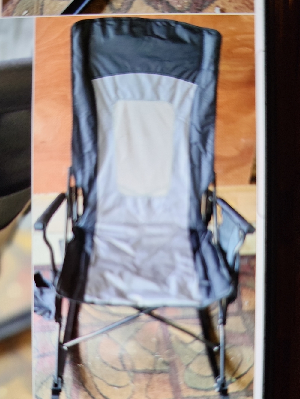Black and Gray Foldable Outdoor Chair with Bag -